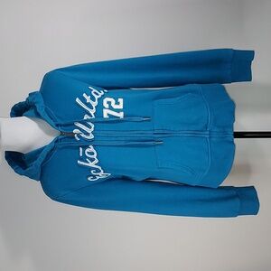 Ecko Red Unltd Zip Up Teal Blue Long Sleeve Patch Detail Hoodie Size Large